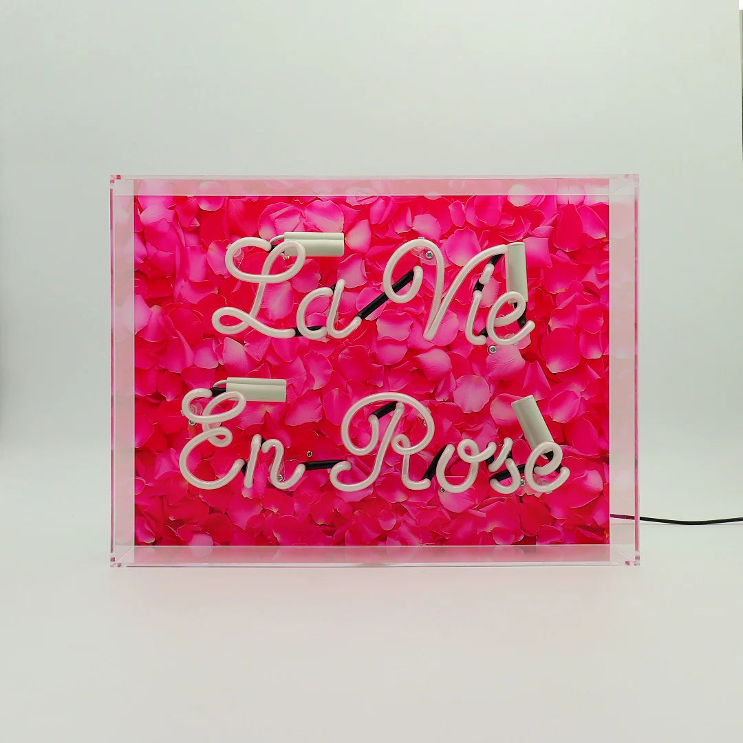 "La Vie En Rose" Glas Neon Box