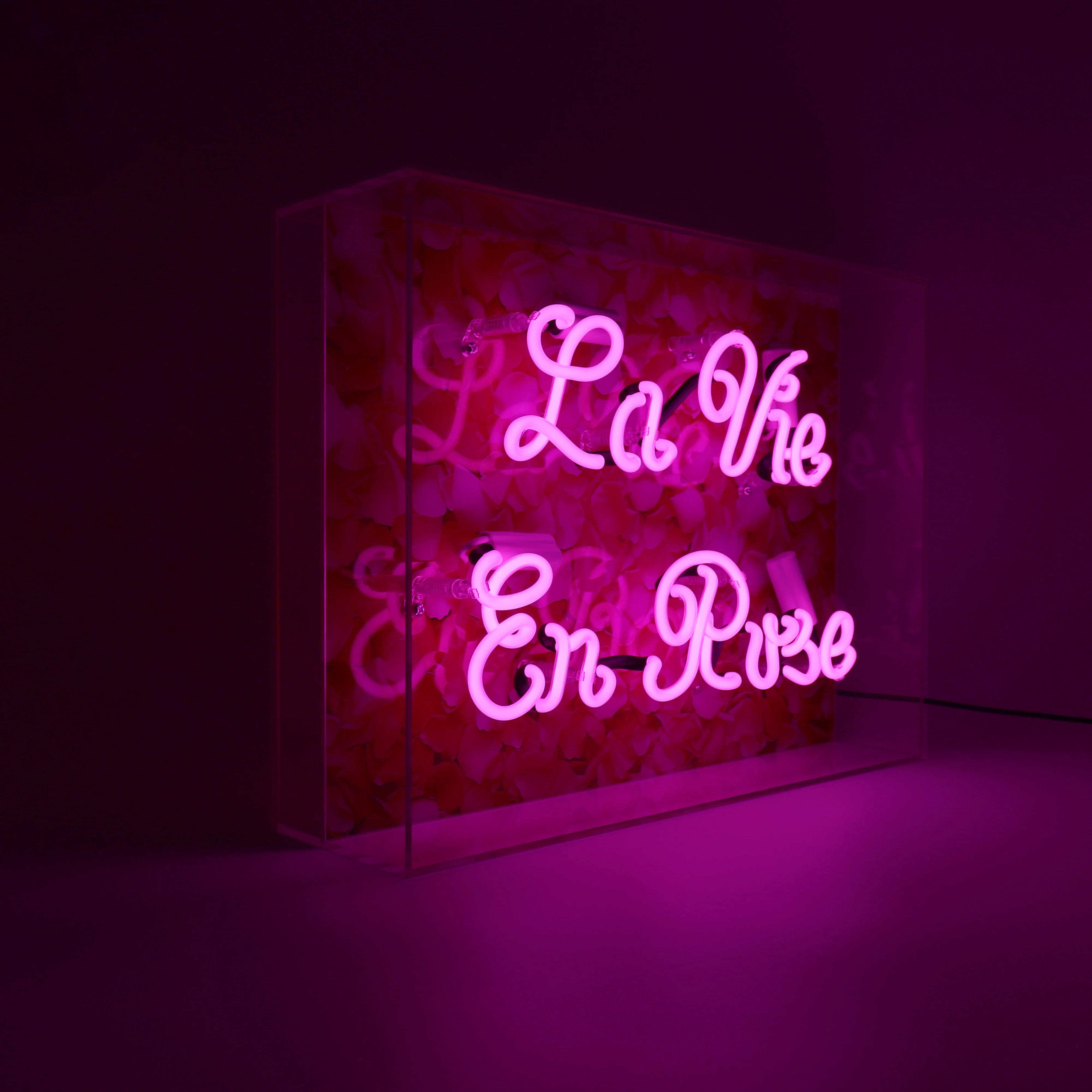 "La Vie En Rose" Glas Neon Box