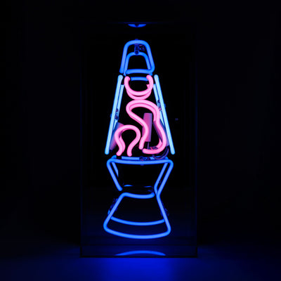 Lavalampe Glas Neon Box | Retro-inspirierte Neon Box in Blau-Pink oder Rot-Gelb