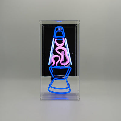 Lavalampe Glas Neon Box | Retro-inspirierte Neon Box in Blau-Pink oder Rot-Gelb