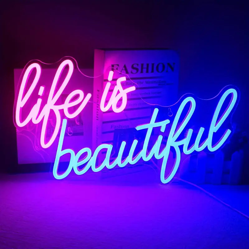 Life is Beautiful LED Neon Schriftzug – USB Neon Sign – Perfekte Geschenkidee | TOM NEON