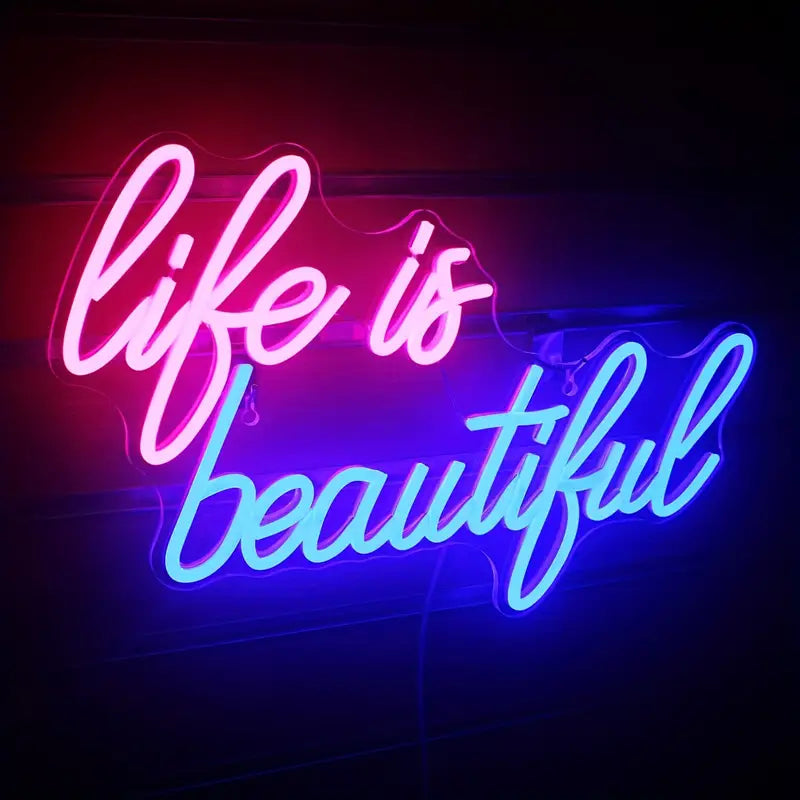 Life is Beautiful LED Neon Schriftzug – USB Neon Sign – Perfekte Geschenkidee | TOM NEON