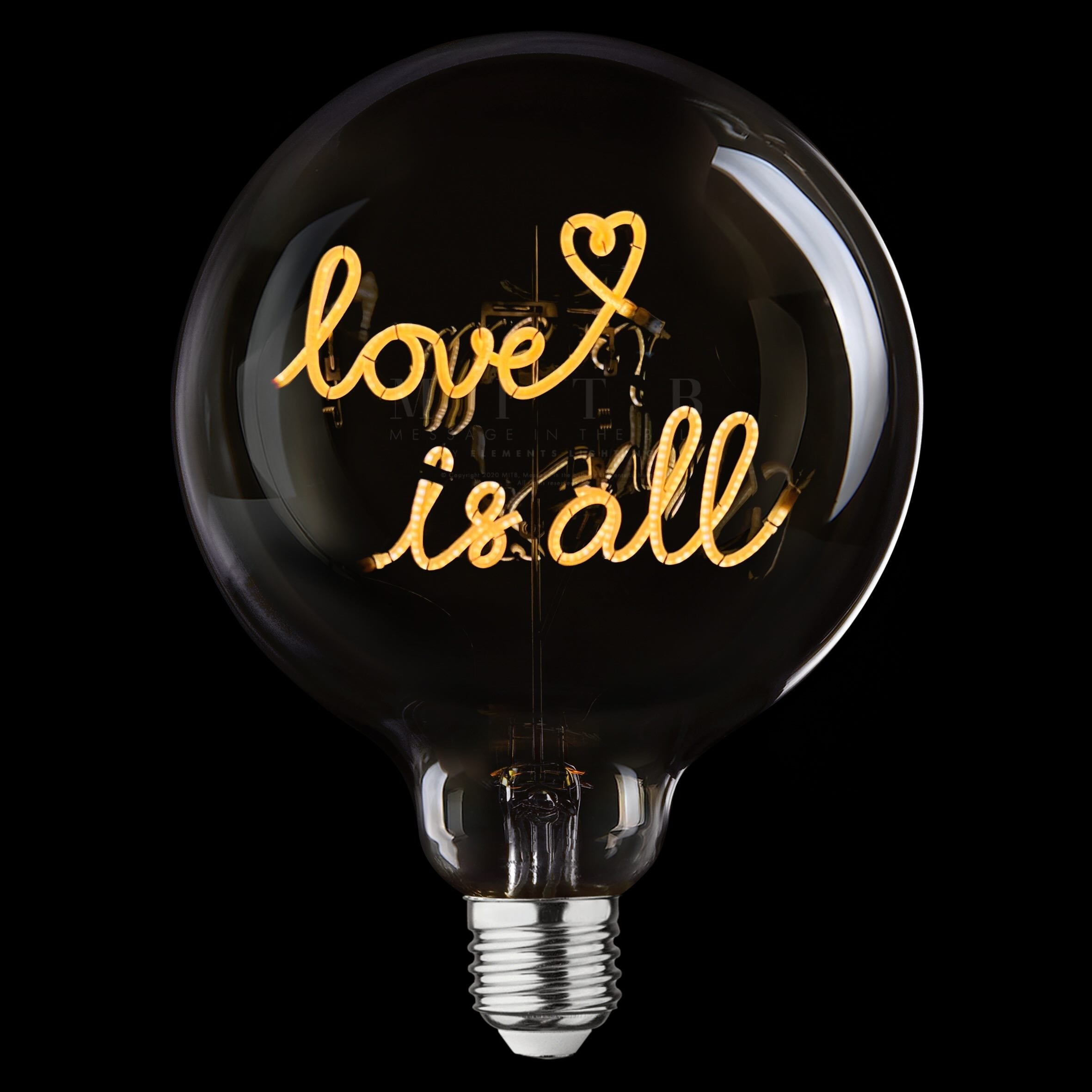 „Love Is All“ Akku LED Deko-Glühbirne – Botschaftsleuchte