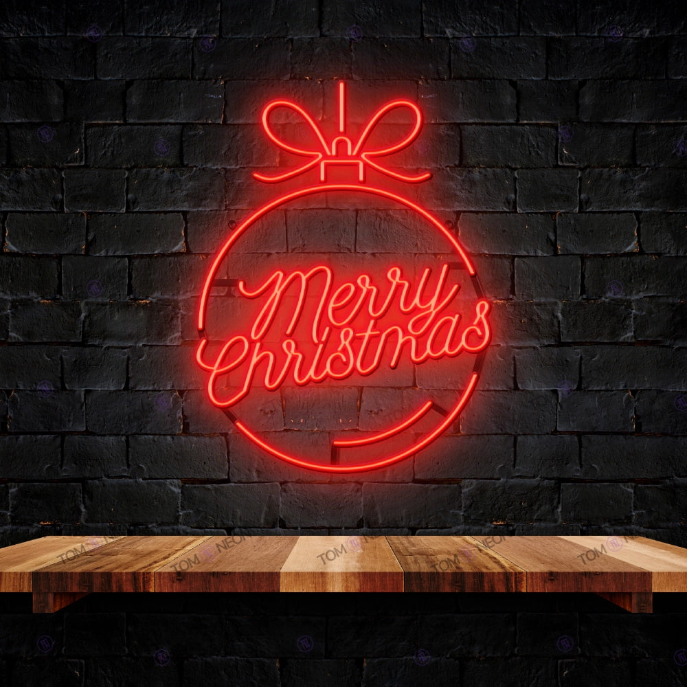 "Merry Christmas Kugel" Weihnachten Neon Schild Bild LED Leuchte