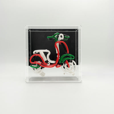 Motorroller Glas Neon Box | Leuchtendes Retro-Neon Schild für urbane Vibes und stylische Neon