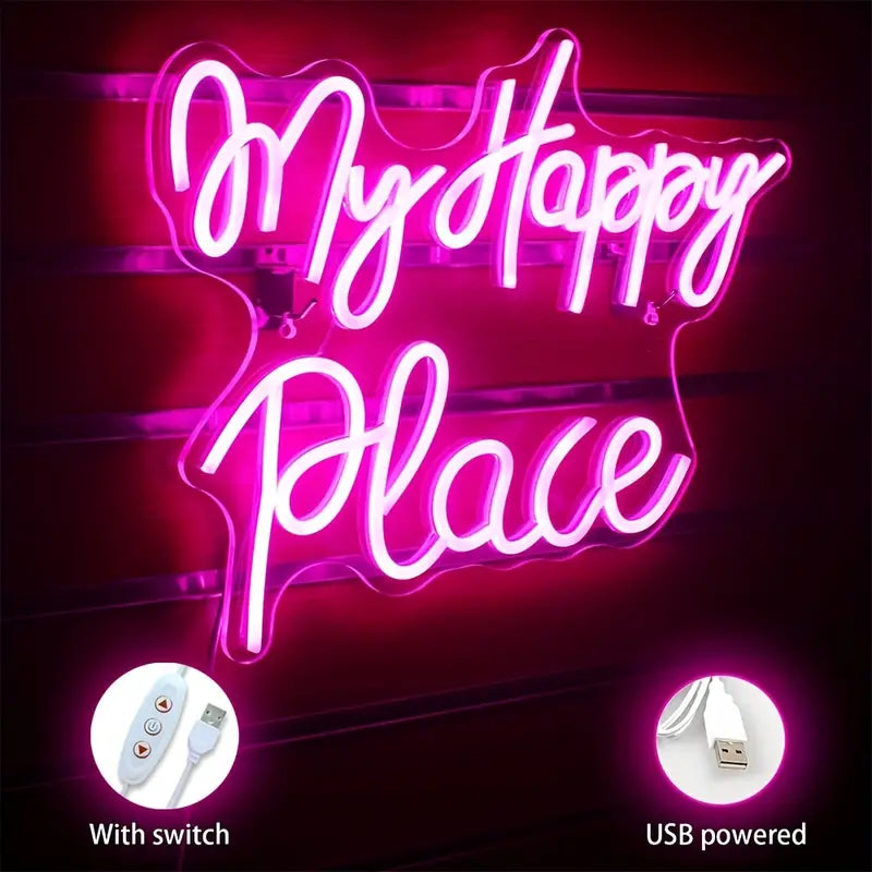 My Happy Place LED Neon Schriftzug  – USB Neon Sign – Perfekte Geschenkidee | TOM NEON