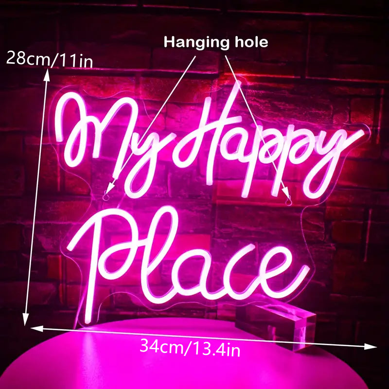 My Happy Place LED Neon Schriftzug  – USB Neon Sign – Perfekte Geschenkidee | TOM NEON