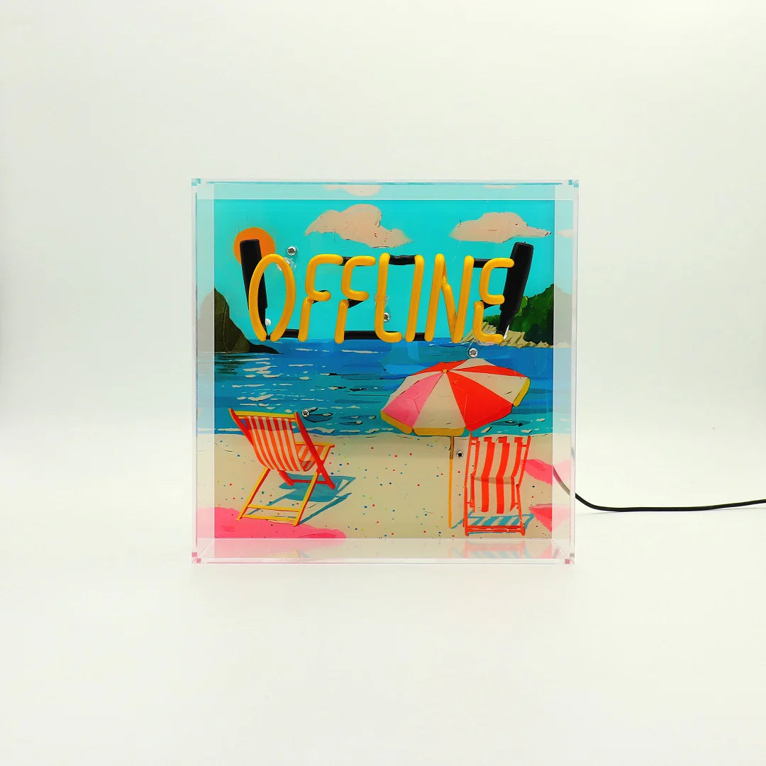 "Offline" Glas Neon Box