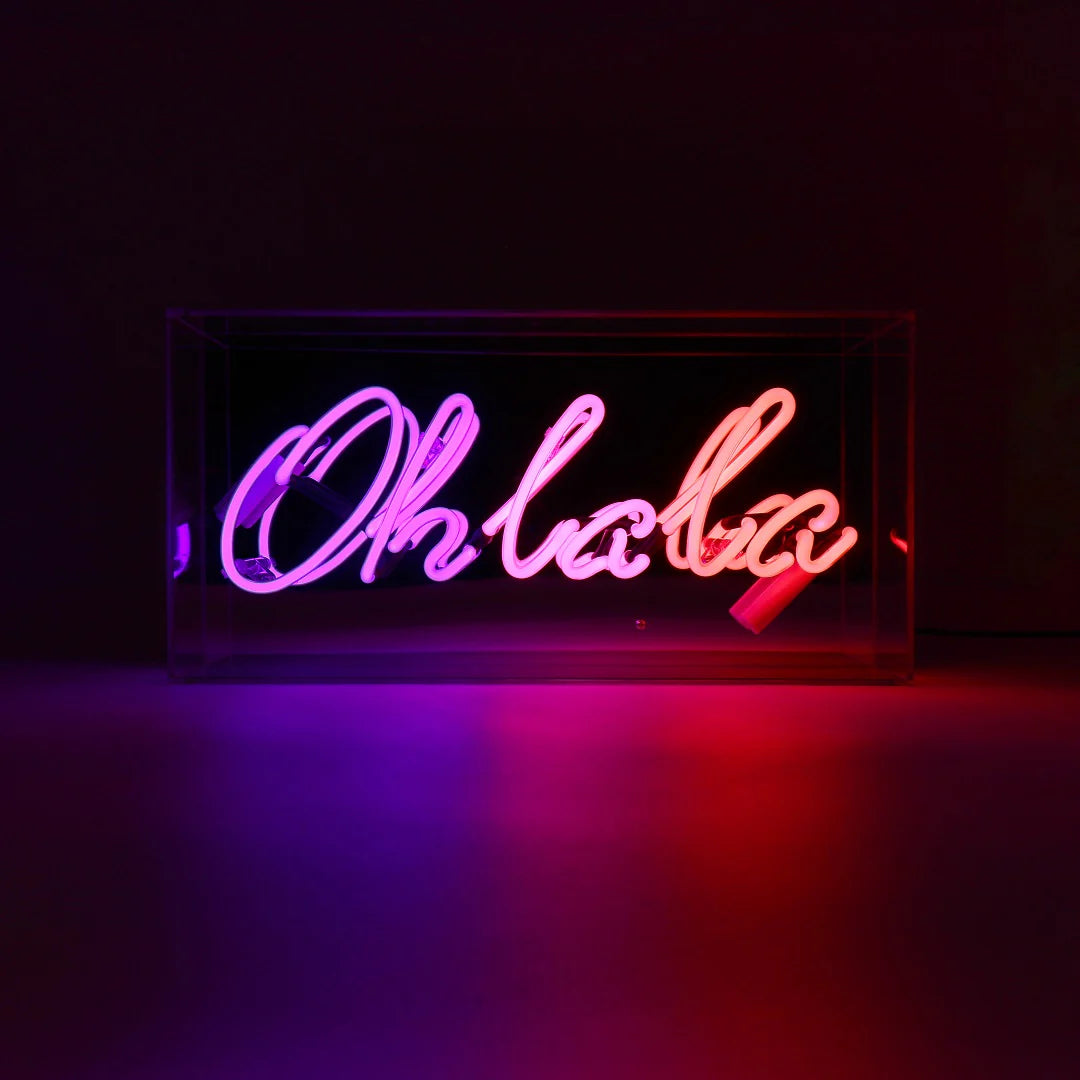 "Oh la la" Glas Neon Box