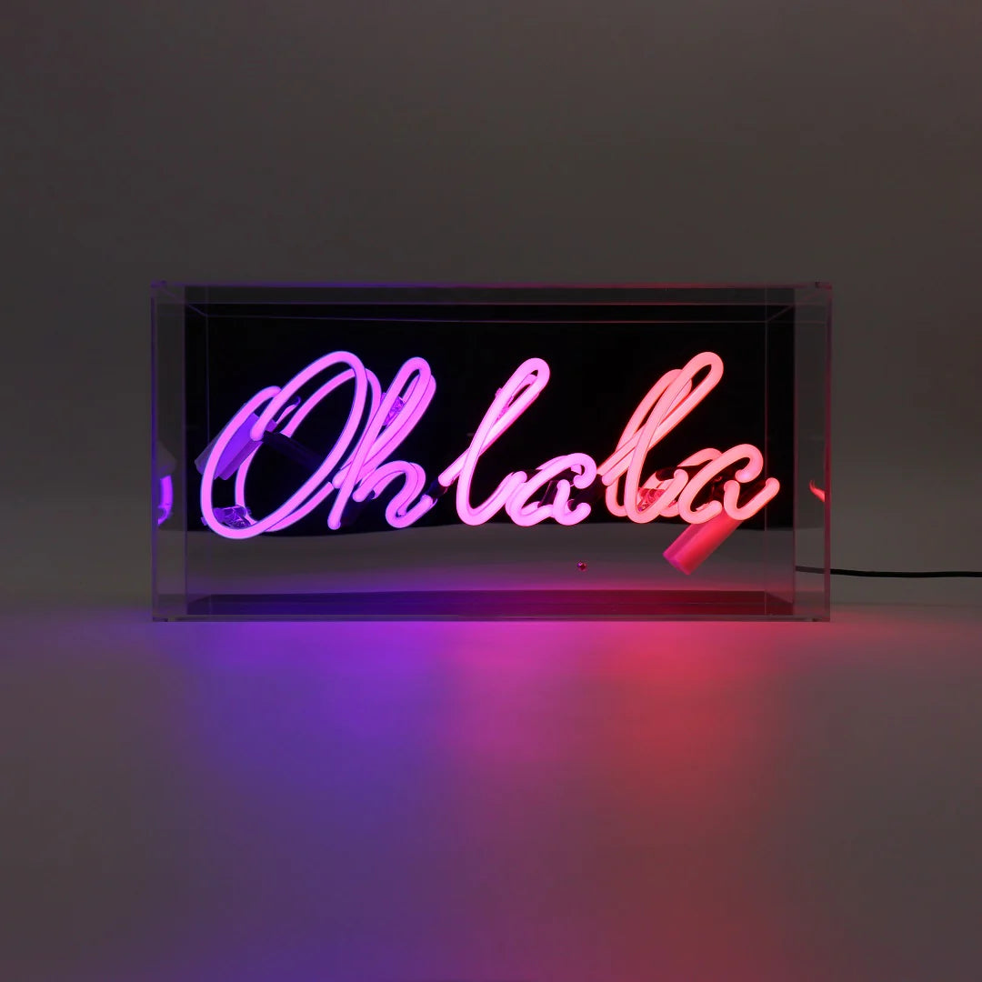 "Oh la la" Glas Neon Box