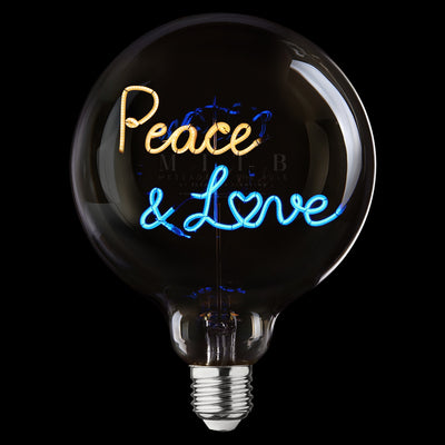 „Peace and Love“ Akku LED Deko-Glühbirne – Botschaftsleuchte