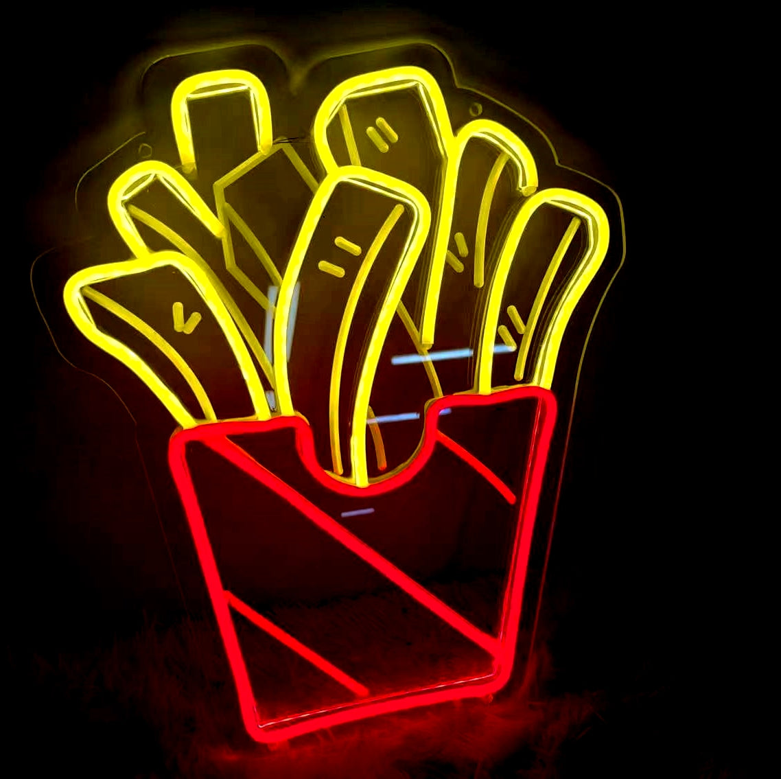 Fries Led Neon Sign - USB neon shield - Perfect gift idea | Tom Neon