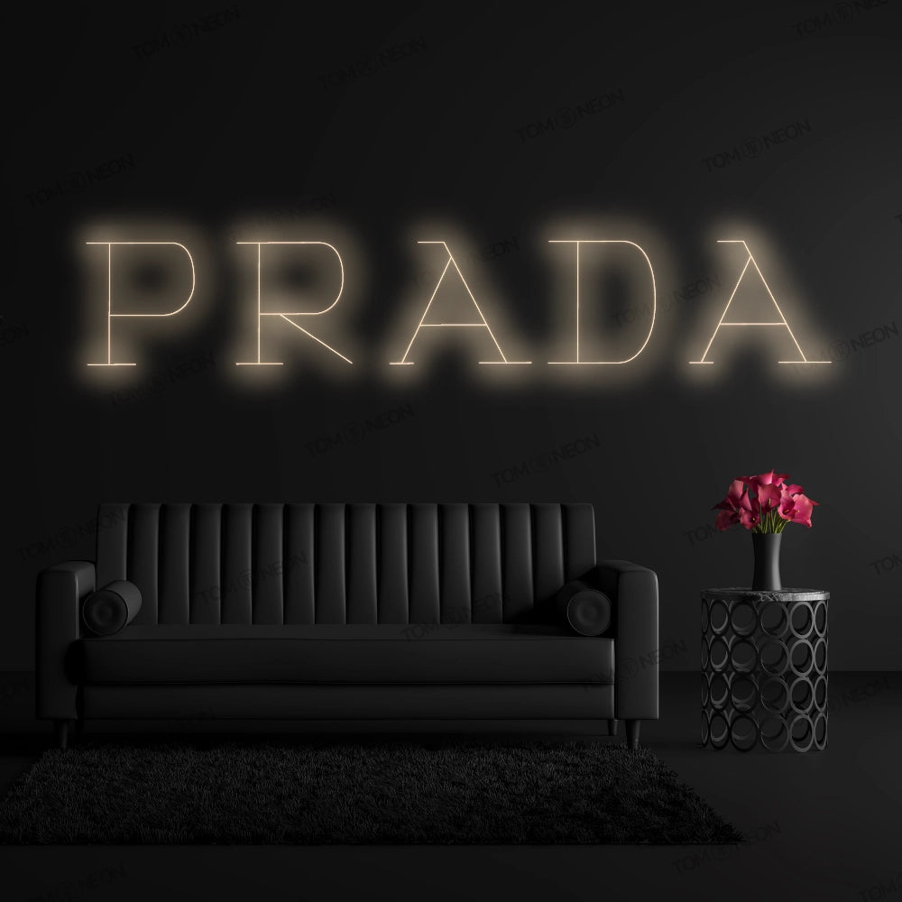 Prada Neon Schriftzug - Luxus für Ihren Wunschbereich