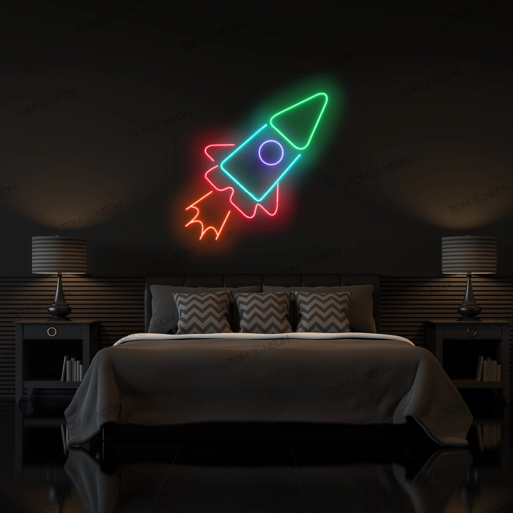 Rakete Neon Schild - Multicolor Inspiration für Abenteuer & Entdeckungen