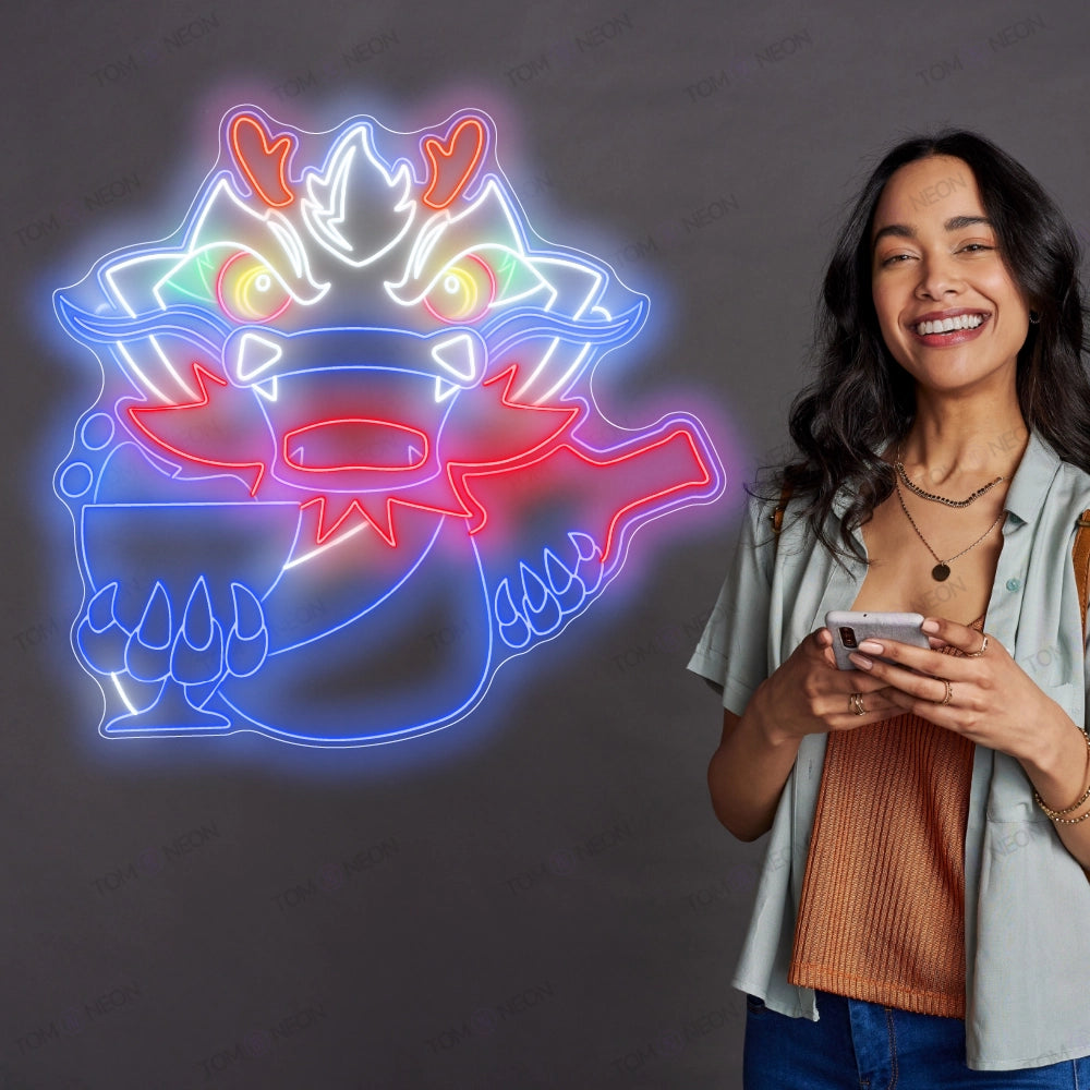 Servier Drachen Neon Schild - Chinesische Gastfreundschaft in Farbenpracht