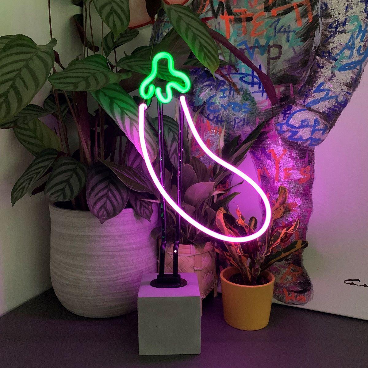 "Aubergine" Glas Stand-Neon - TOM NEON