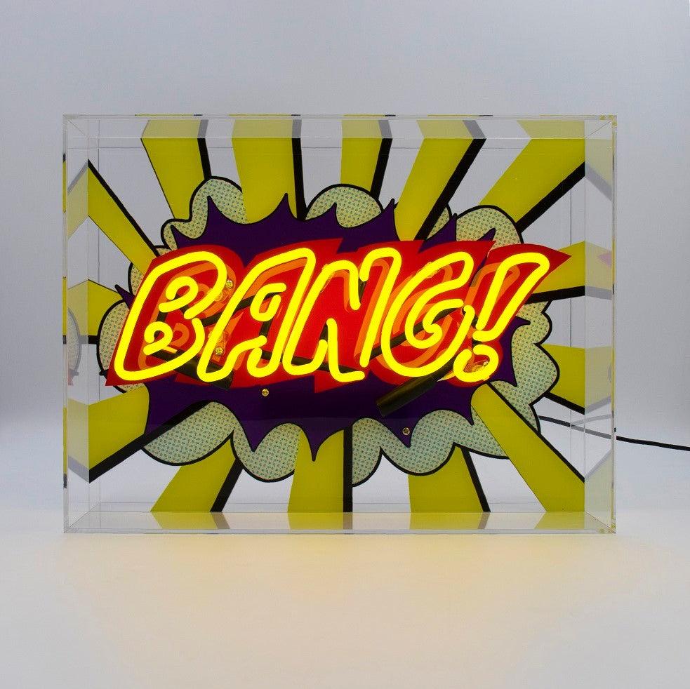 "Bang" Large Glas Neon Box - TOM NEON