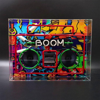 "Boom" Large Glas Neon Box - TOM NEON