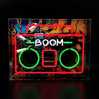 "Boom" Large Glas Neon Box - TOM NEON