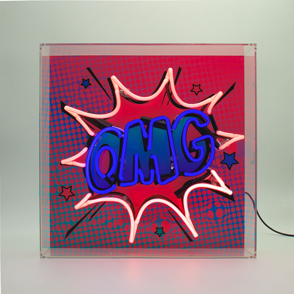 “OMG Pop” Glass Neon Box
