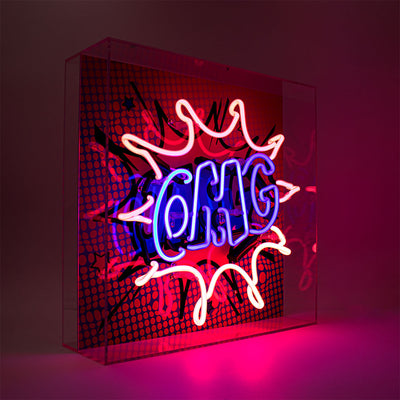 "OMG Pop" Glas Neon Box