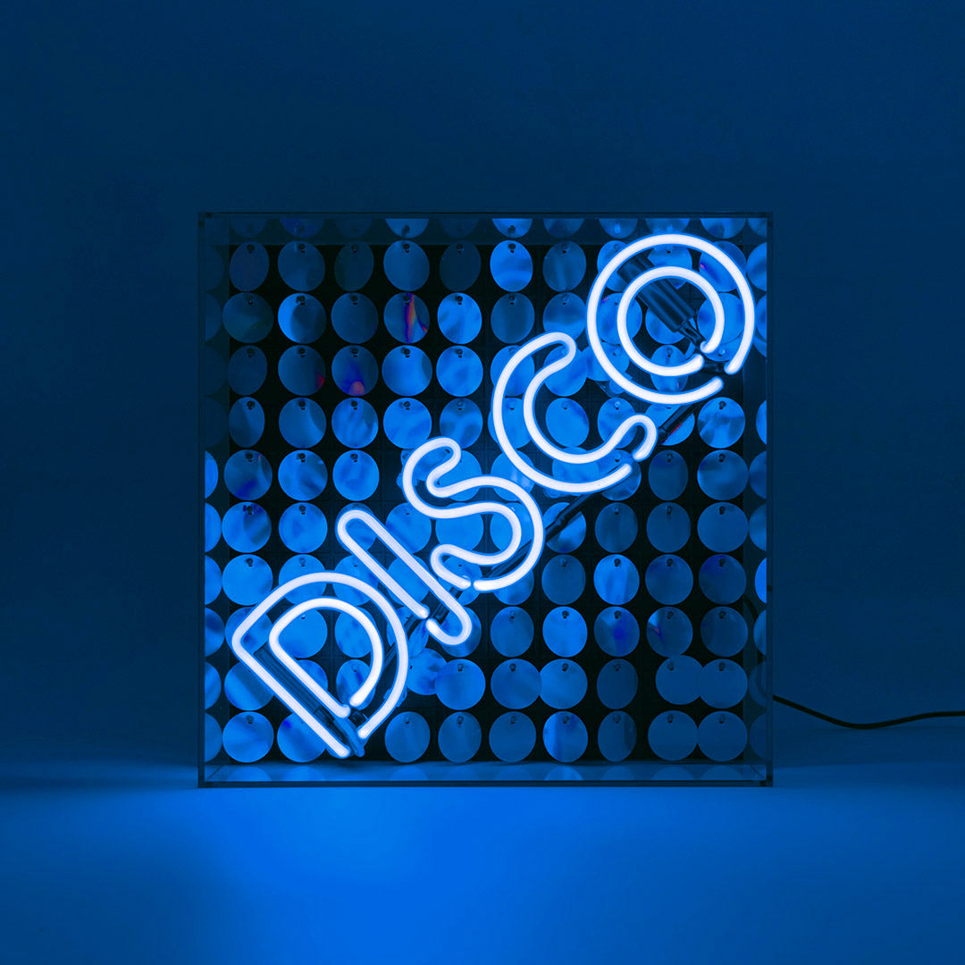 "Pailletten Disco" Glas Neon Box
