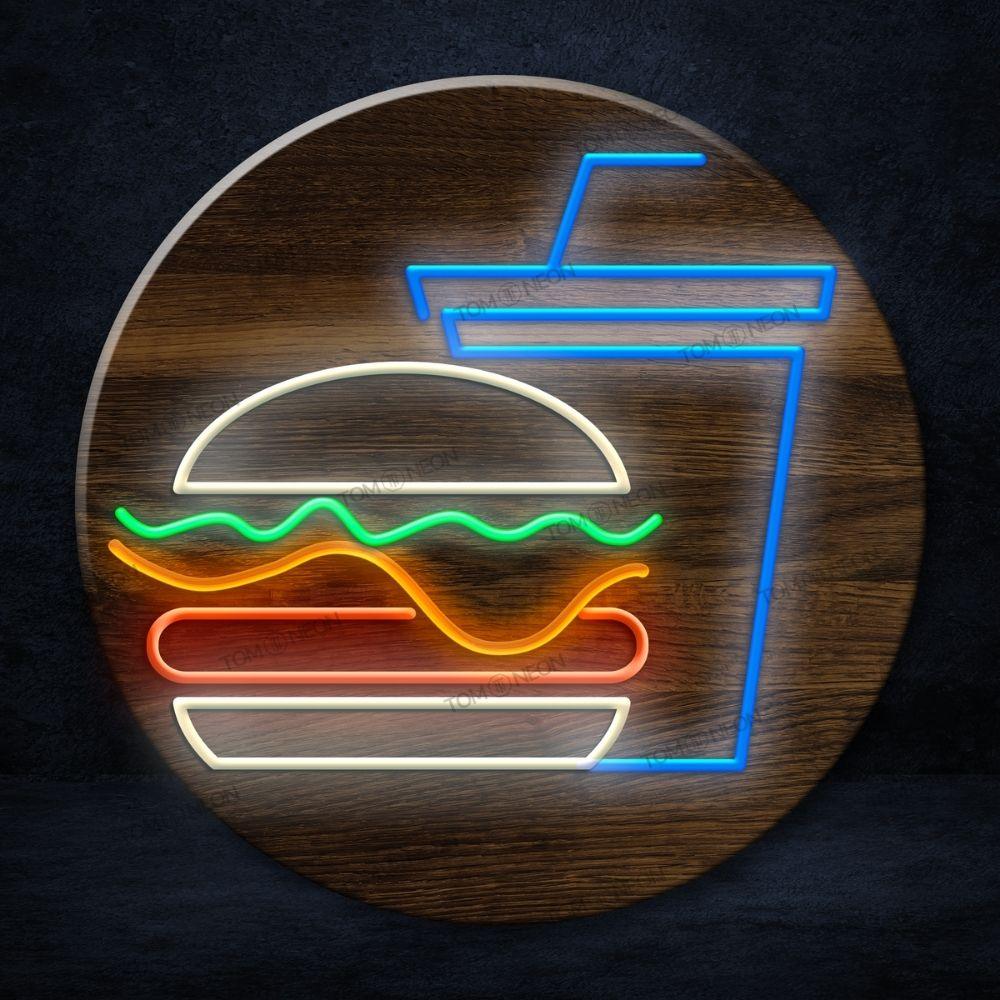 "Burger Drink" LED Neon Schild Holz - TOM NEON