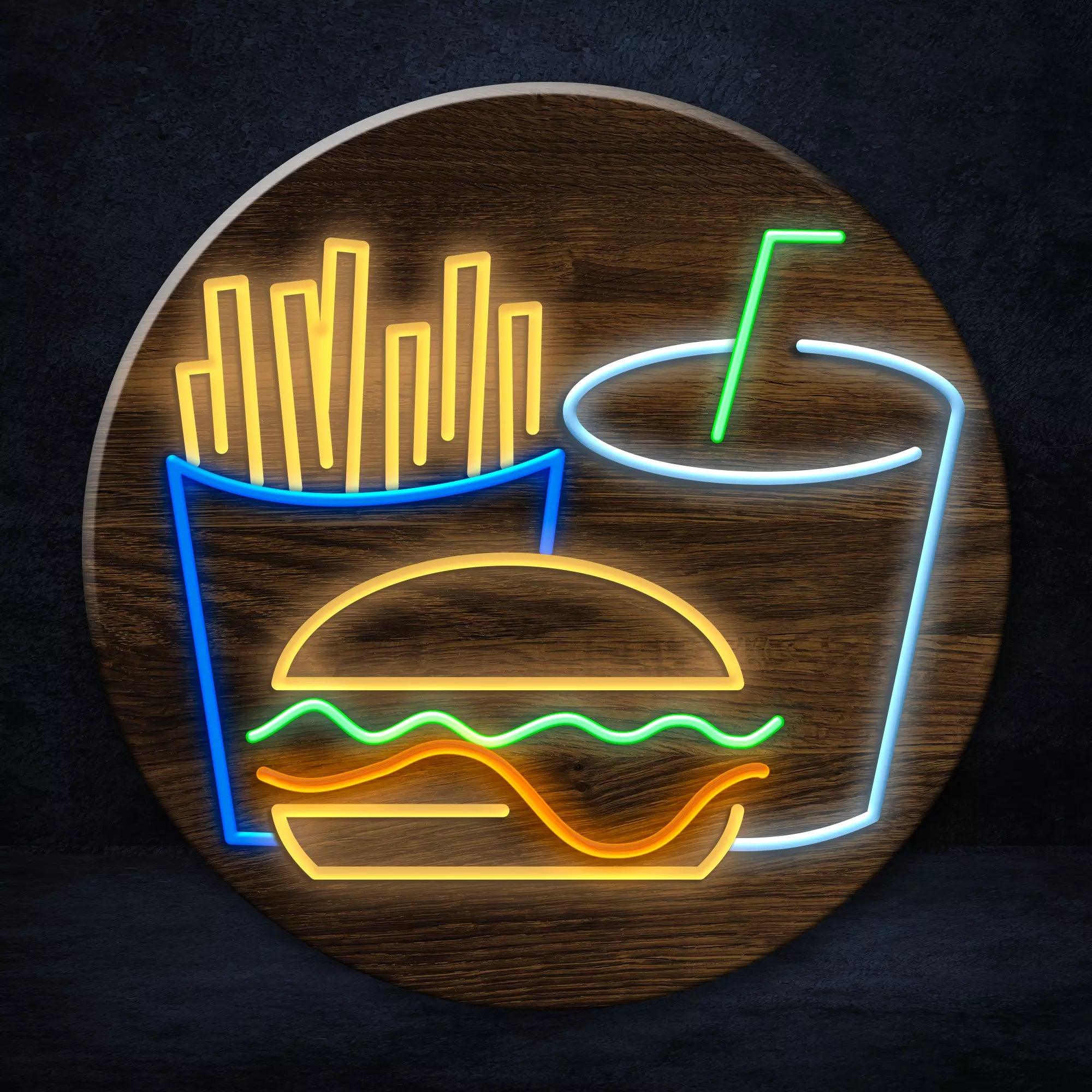 "Burger Menu" LED Neon-Schild Holz - TOM NEON