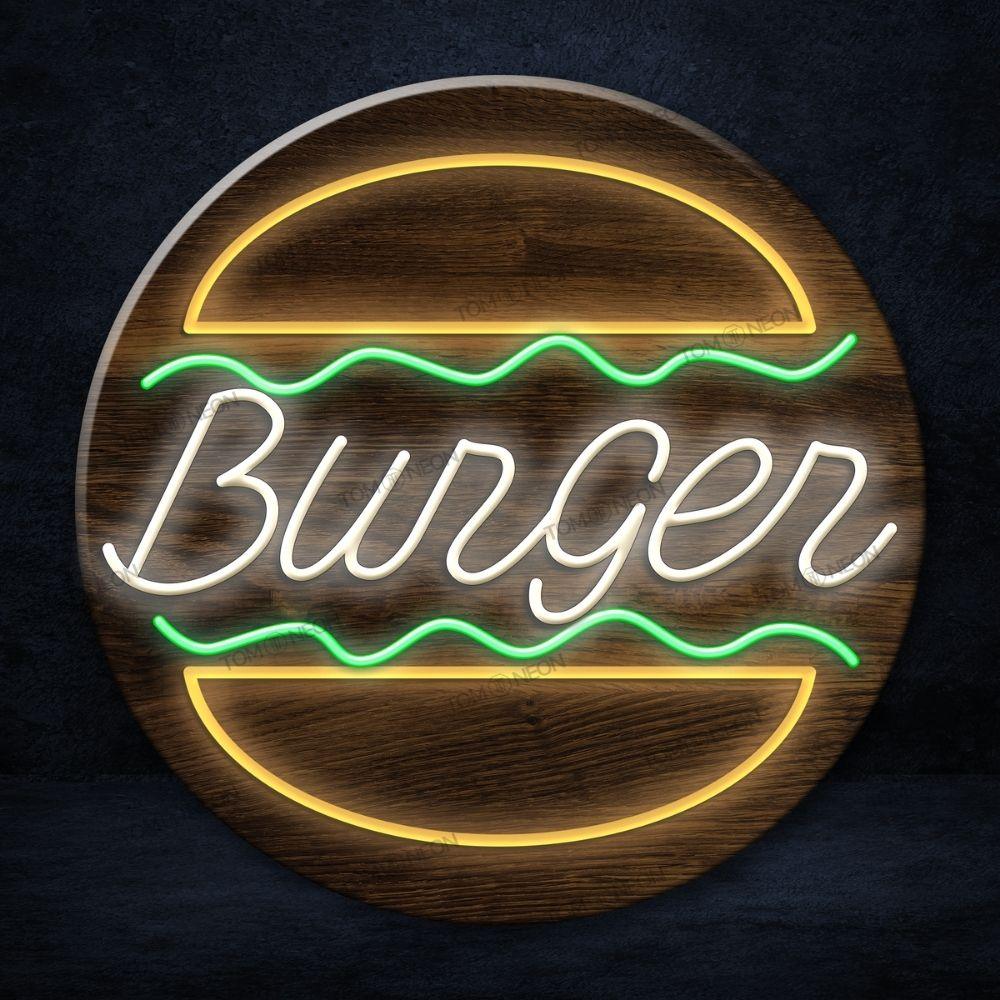 "Burger" LED Neon Schild Holz - TOM NEON
