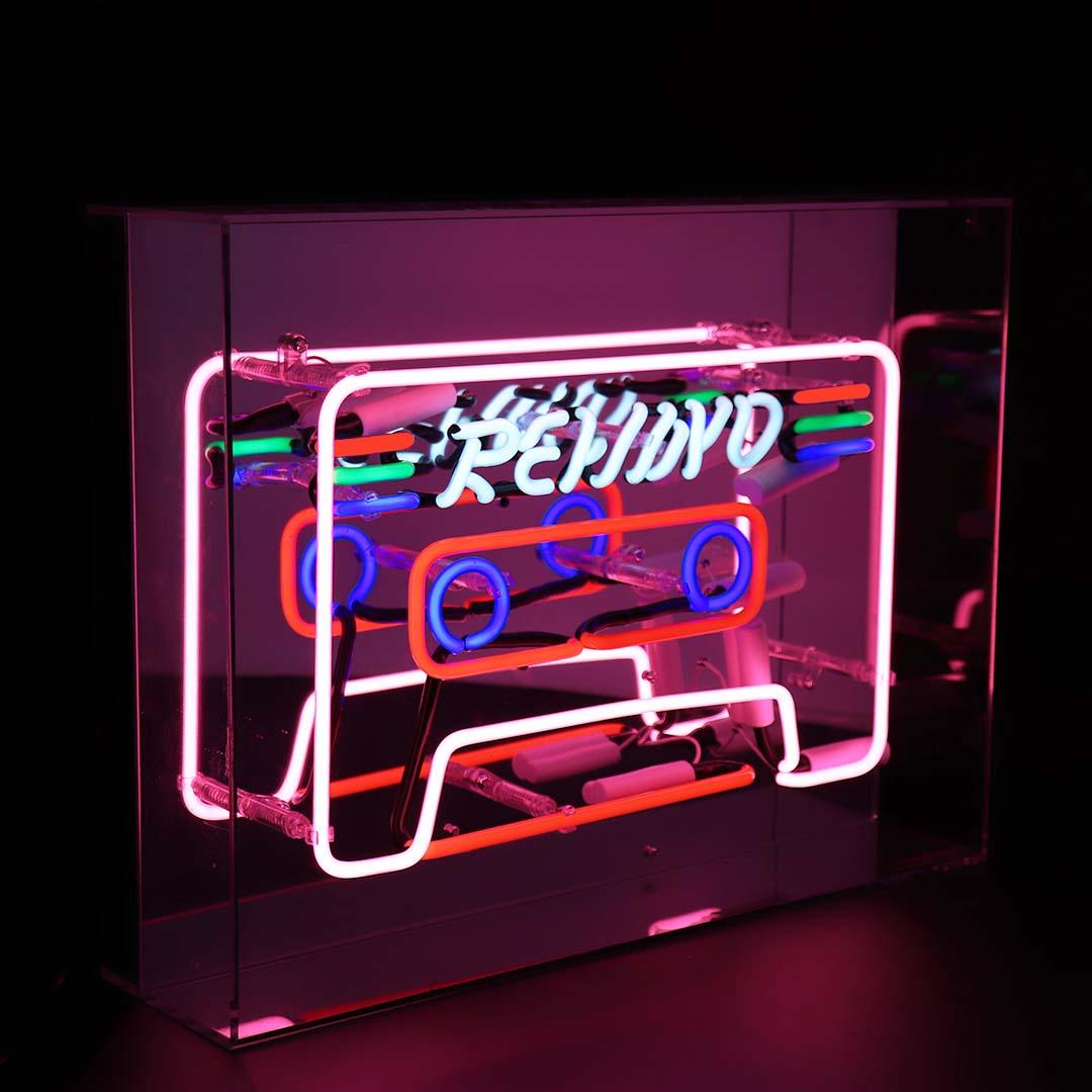 "Cassette" Large Glas Neon Box - TOM NEON