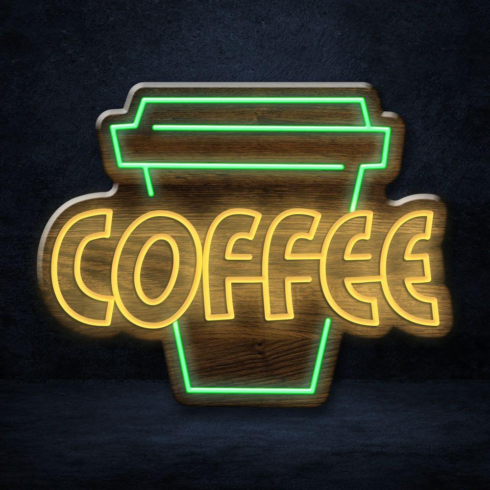 "Coffee to go" LED Neon-Schild Holz - TOM NEON