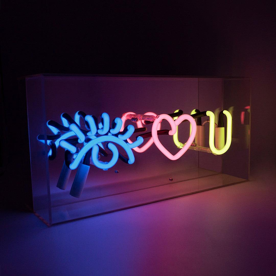"Eye Love U" Glas Neon Box - TOM NEON