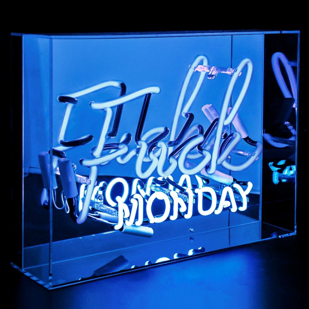 "Fuck Monday" Large Glas Neon Box - TOM NEON