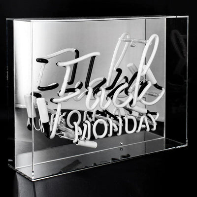 "Fuck Monday" Large Glas Neon Box - TOM NEON