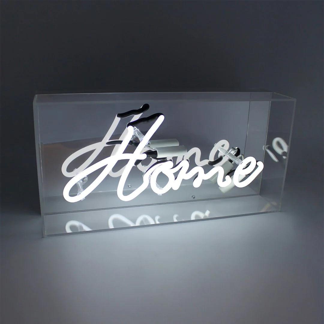 "Home" Glas Neon Box - TOM NEON