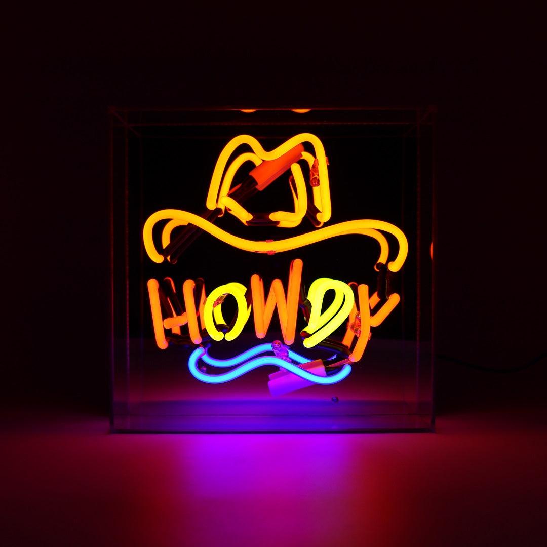 "Howdy" Glas Neon Box - TOM NEON