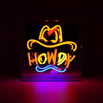 "Howdy" Glas Neon Box - TOM NEON