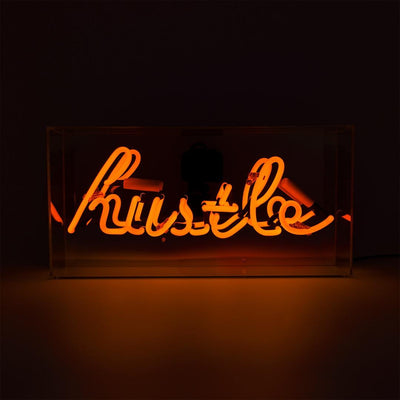 "Hustle" Glas Neon Box - TOM NEON