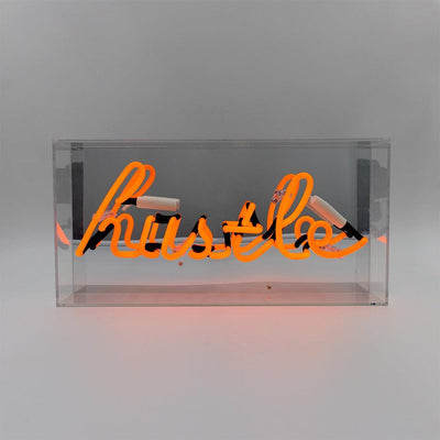 "Hustle" Glas Neon Box - TOM NEON