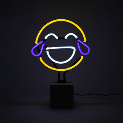 "Lachen" Glas Stand-Neon