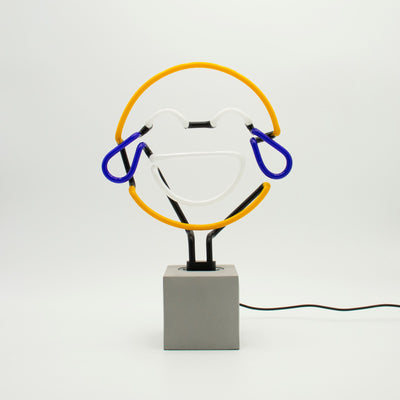 "Lachen" Glas Stand-Neon