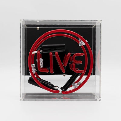 "Live" Mini Glas Neon Box - TOM NEON