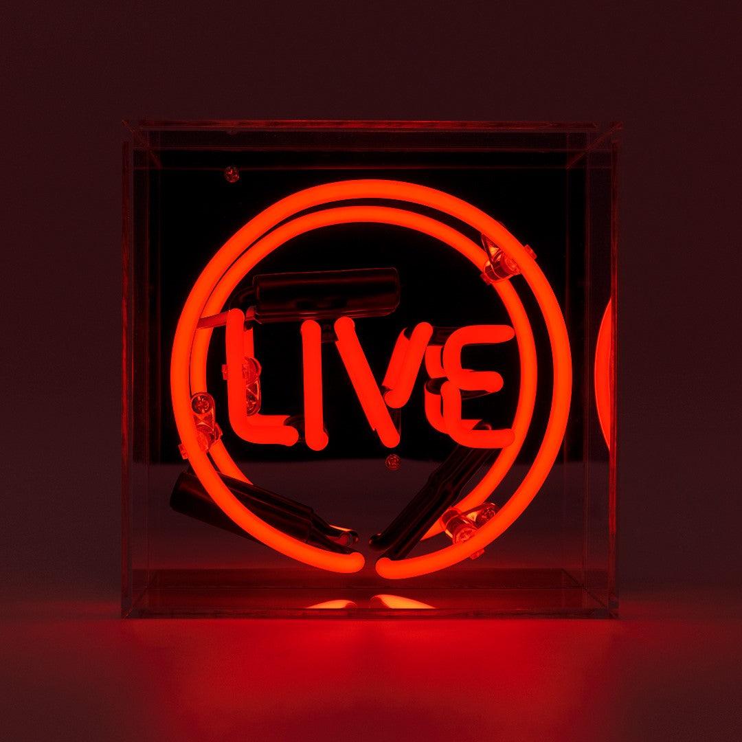 "Live" Mini Glas Neon Box - TOM NEON