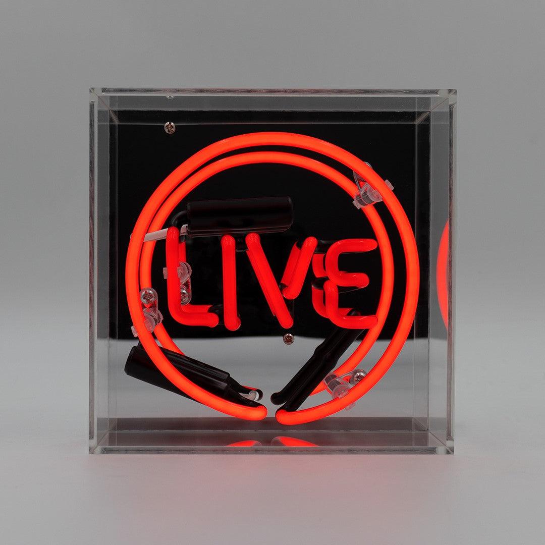 "Live" Mini Glas Neon Box - TOM NEON
