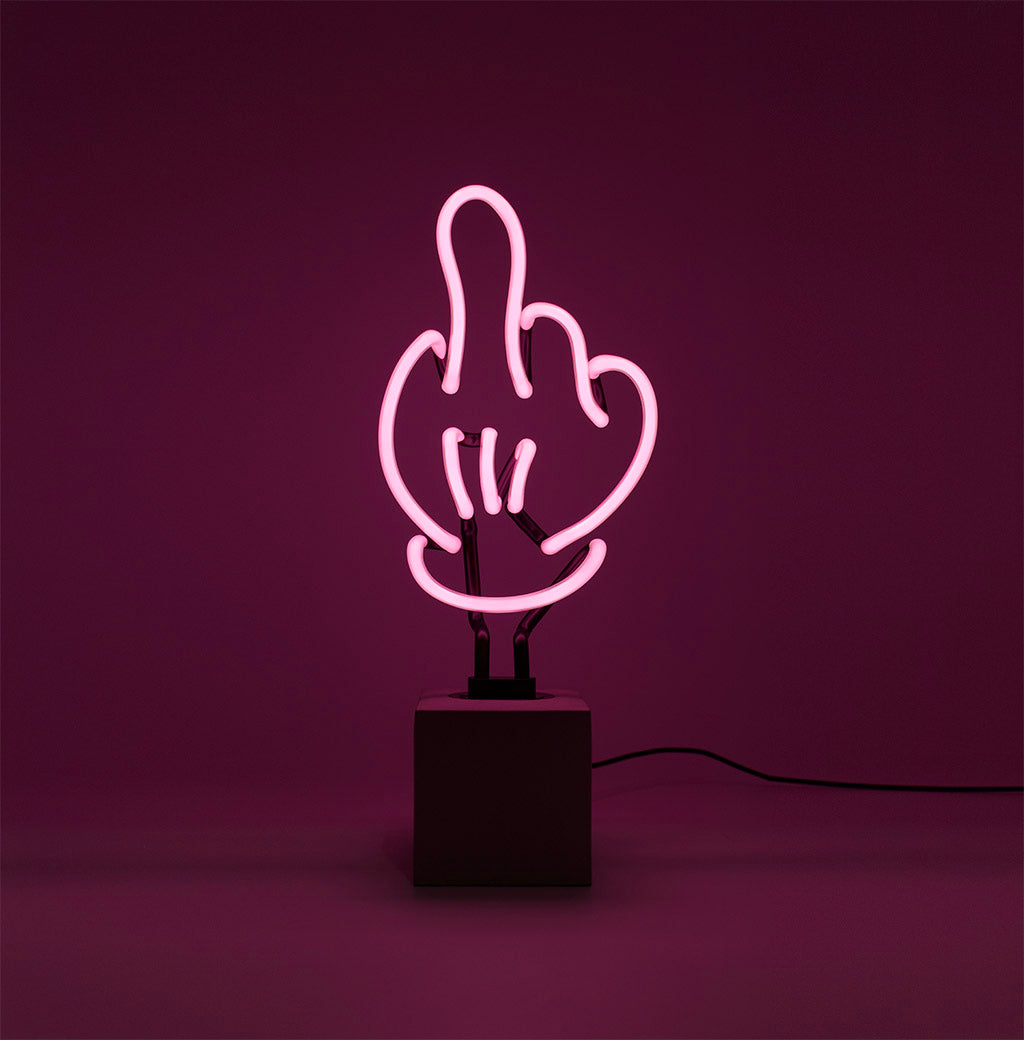 "Middle finger" glass stand-neon