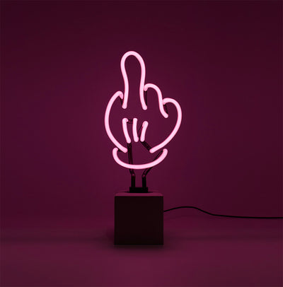 "Mittelfinger" Glas Stand-Neon