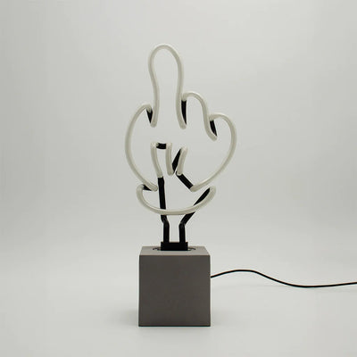 "Mittelfinger" Glas Stand-Neon