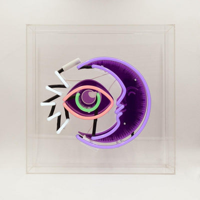 "Moon" Large Glas Neon Box - TOM NEON