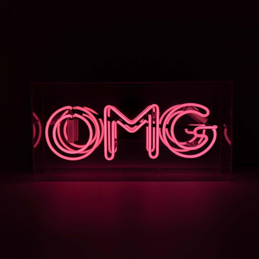 "OMG" Glas Neon Box - TOM NEON