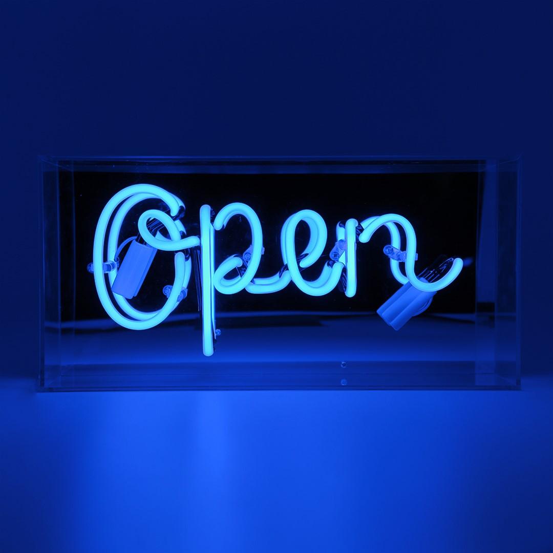 "Open" Glas Neon Box - TOM NEON